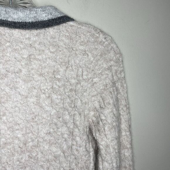 CENTRAL PARK WEST Sweater Women XS Bobbie Polo Pullover Gray Cable Knit Collared - Picture 9 of 15